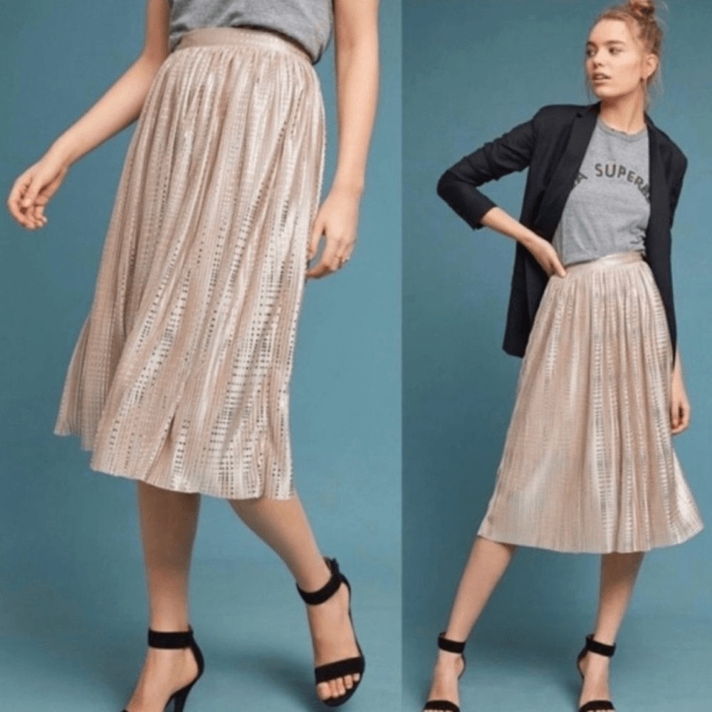 ANTHROPOLOGIE Sabina musayev cassia shine pleated full skirt size 2 euc